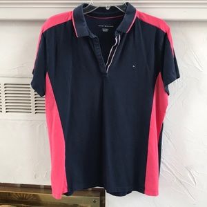 Tommy Hilfiger pink navy golf top